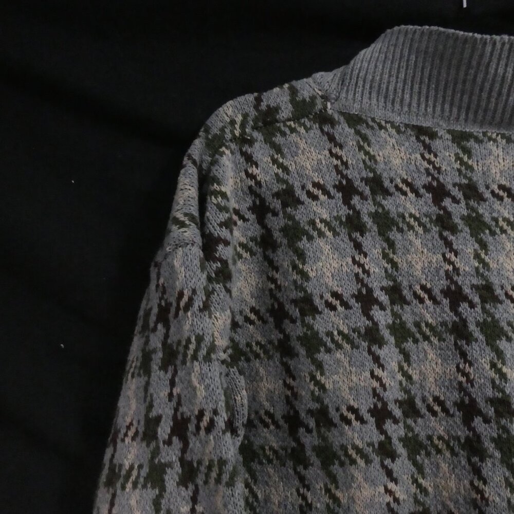 Heavy Wool Blend Houndstooth Button-Up Cardigan | xl - extra large | V-Neck - Picture 9 of 15